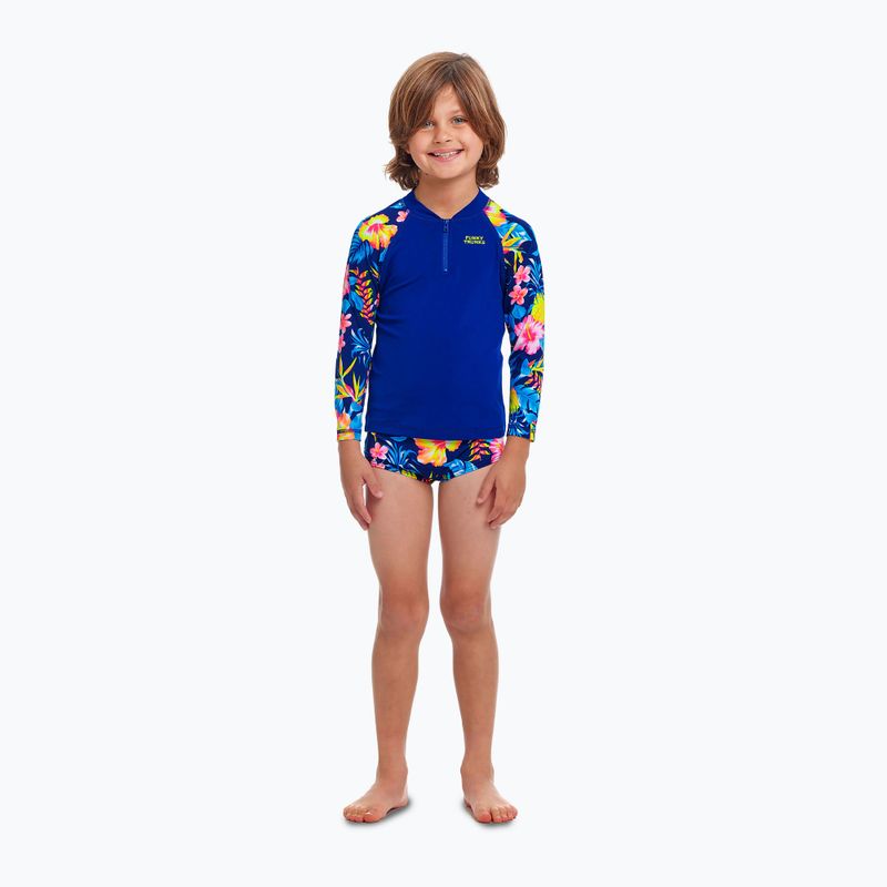 Camicia da bagno Funky Trunks Zippy Rash Vest per bambini in fiore 2