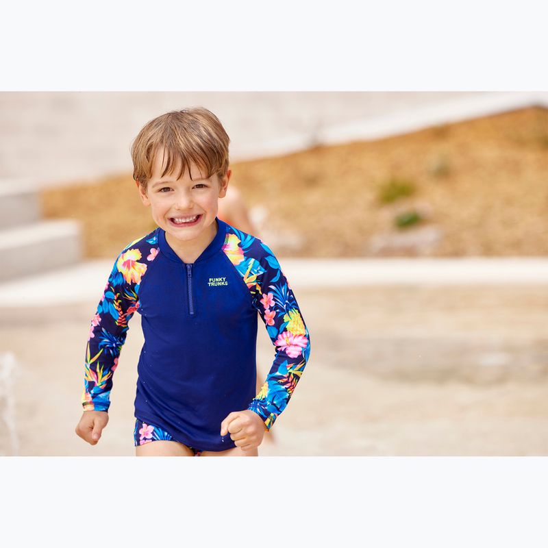 Camicia da bagno Funky Trunks Zippy Rash Vest per bambini in fiore 6