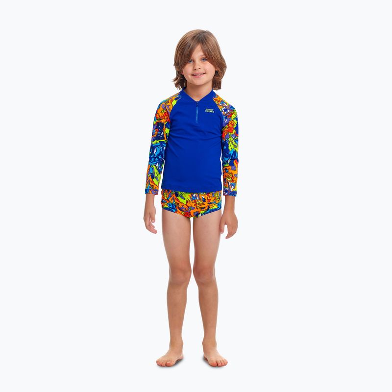 Maglietta da bagno Funky Trunks Zippy Rash Vest per bambini, con confusione mista 2