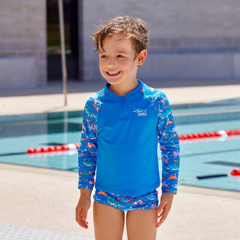 Bambini Funky Trunks Zippy Rash Vest pinna nuoto maniche lunghe 4