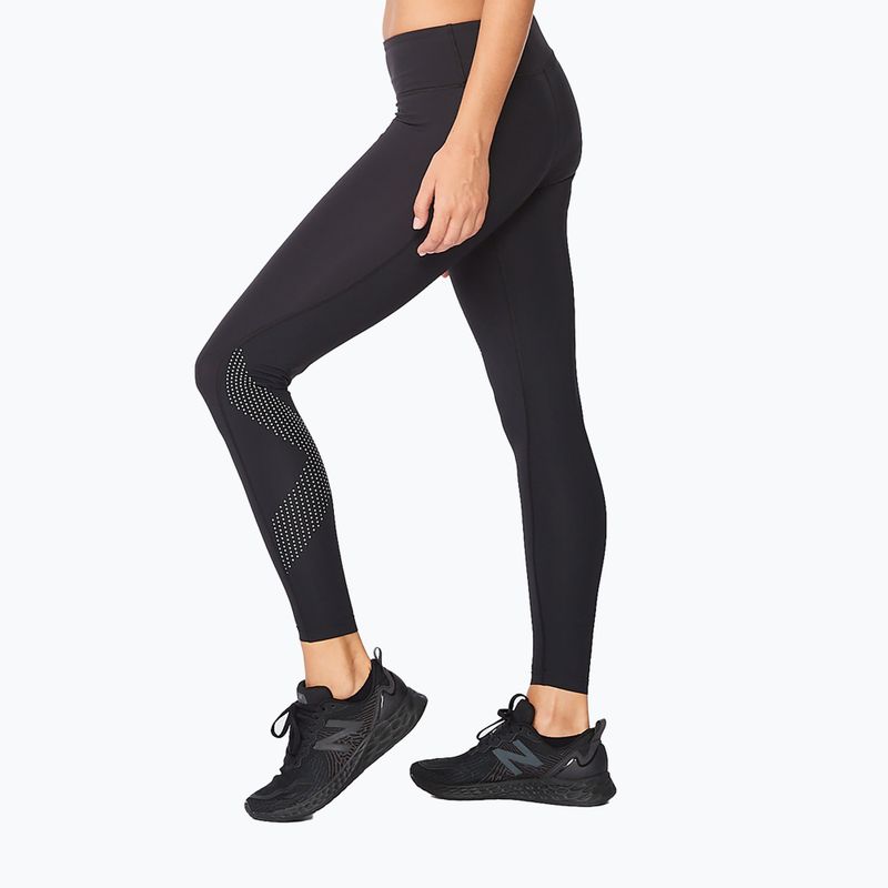 Leggings da allenamento da donna 2XU Motion Mid-Rise Compression nero/punto logo riflettente 3