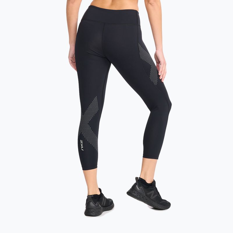 Leggings da allenamento da donna 2XU Motion Mid-Rise Compression 7/8 nero/punto logo riflettente 3