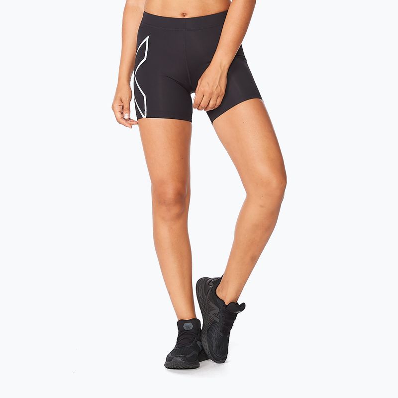 Pantaloncini da allenamento da donna 2XU Core Compression 5" nero/argento