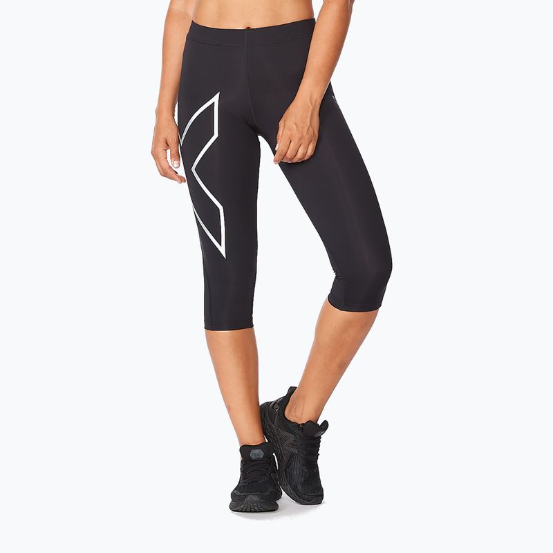 Leggings da allenamento da donna 2XU Core Compression 3/4 nero/argento