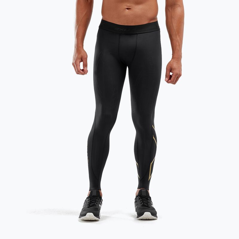 Leggings da allenamento da uomo 2XU Force Compression nero/oro 4