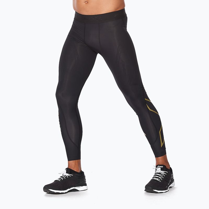 Leggings da allenamento da uomo 2XU Force Compression nero/oro 5