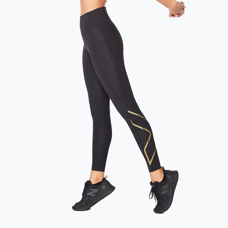 Leggings da allenamento da donna 2XU Force Mid-Rise Compression nero/oro 3
