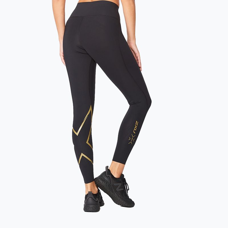 Leggings da allenamento da donna 2XU Force Mid-Rise Compression nero/oro 4