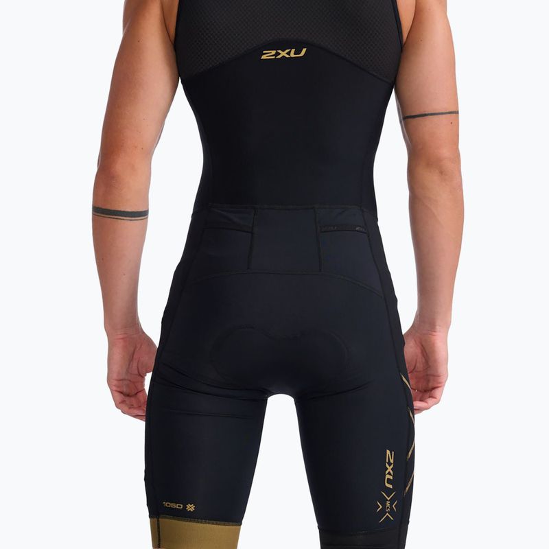 Tuta da triathlon da uomo 2XU Light Speed Front Zip nero/oro 2