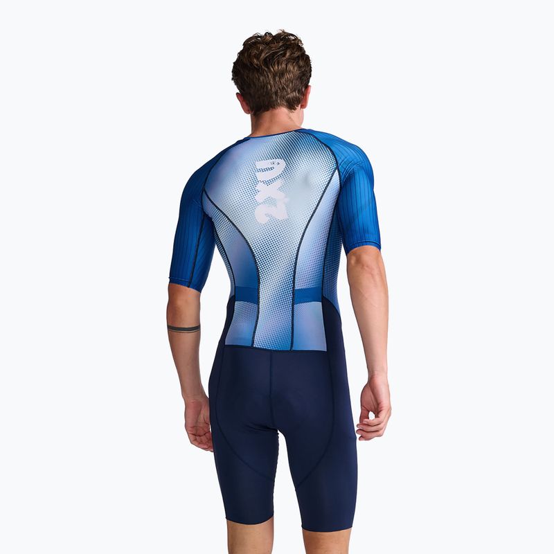 Tuta da ciclismo da uomo 2XU Aero Sleeved mezzanotte/bianco 2