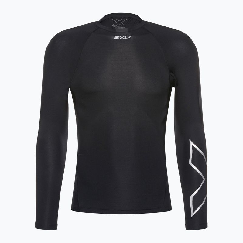 Maglia a maniche lunghe da allenamento 2XU Core Compression nero/argento per uomo 4