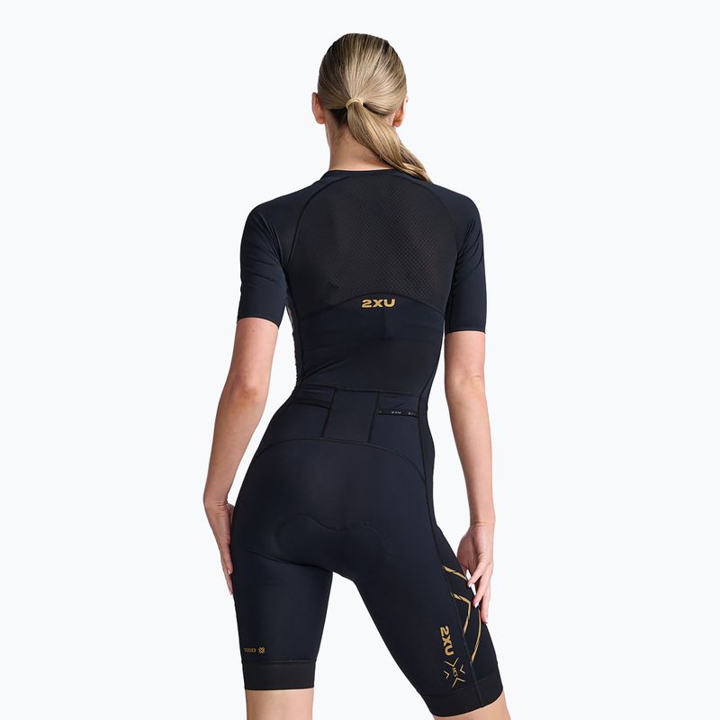 Tuta da triathlon donna 2XU Light Speed Sleeved nero/oro 2