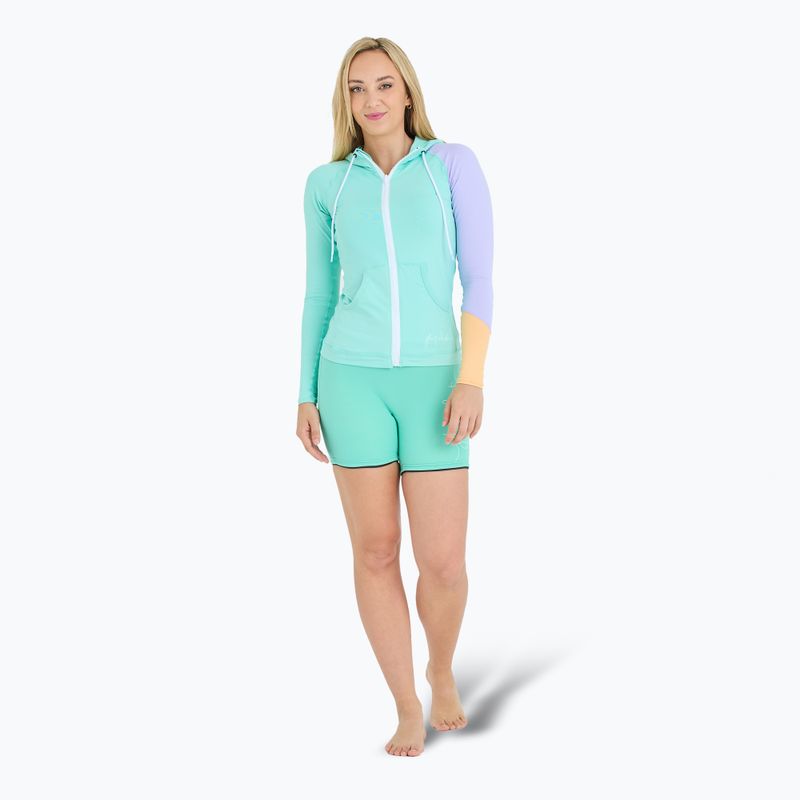 Felpa UV da donna Jetpilot Pacer con cappuccio Rashie verde acqua 2