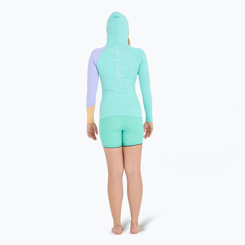 Felpa UV da donna Jetpilot Pacer con cappuccio Rashie verde acqua 3