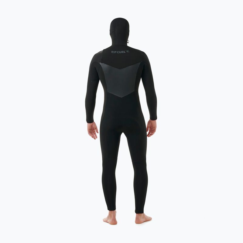 Uomo Rip Curl Dawn Patrol Hooded 6/4 mm Chest Zip Swim Foam Nero 2