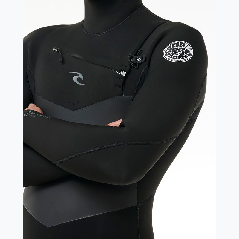 Uomo Rip Curl Dawn Patrol Hooded 6/4 mm Chest Zip Swim Foam Nero 5