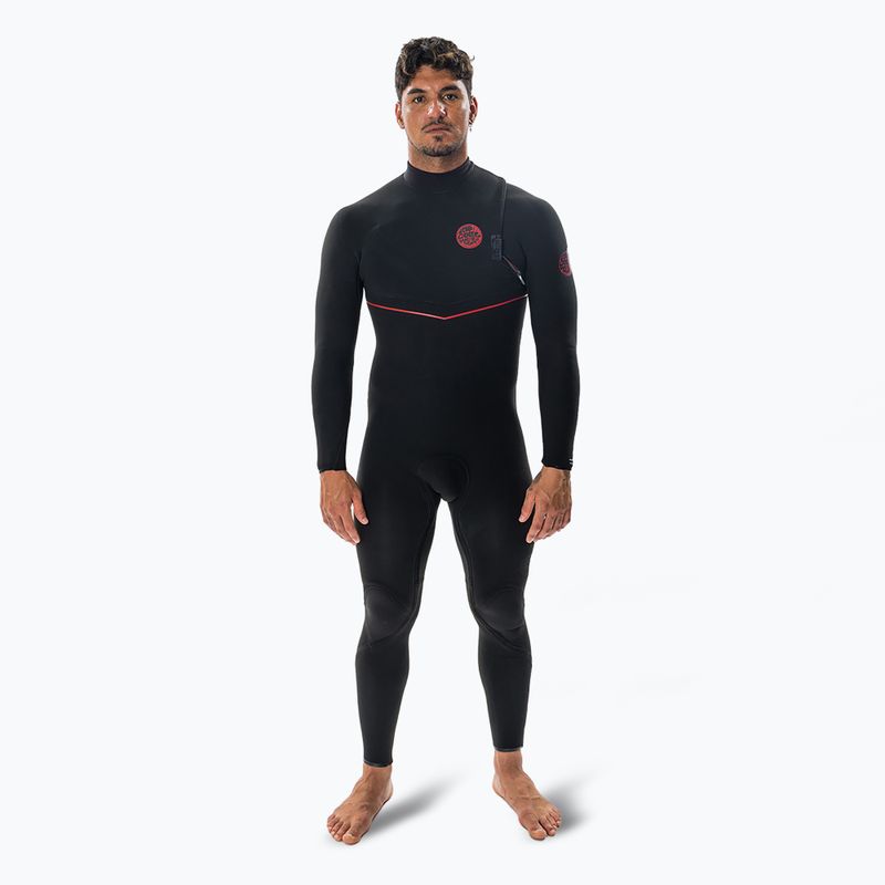Uomo Rip Curl Flashbomb Fusion 3/2 mm Zip Free Swim Foam Nero