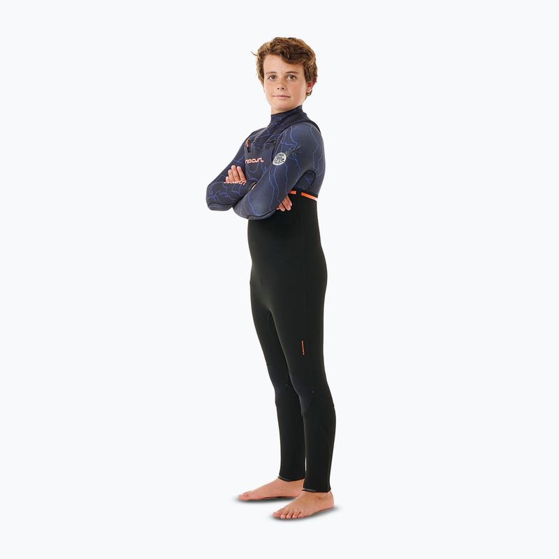 Rip Curl Flashbomb 4/3 mm Chest Zip viola notte schiuma nuoto bambini 3