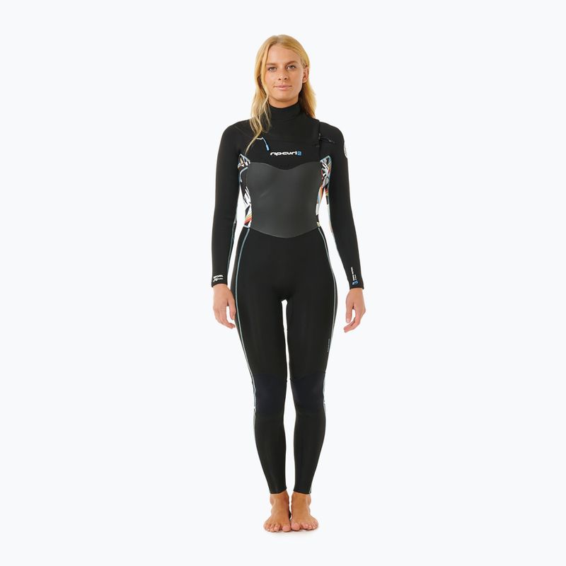 Rip Curl Dawn Patrol Donna Swim Foam 4/3mm Chest Zip Sublimed nero/nero/multi