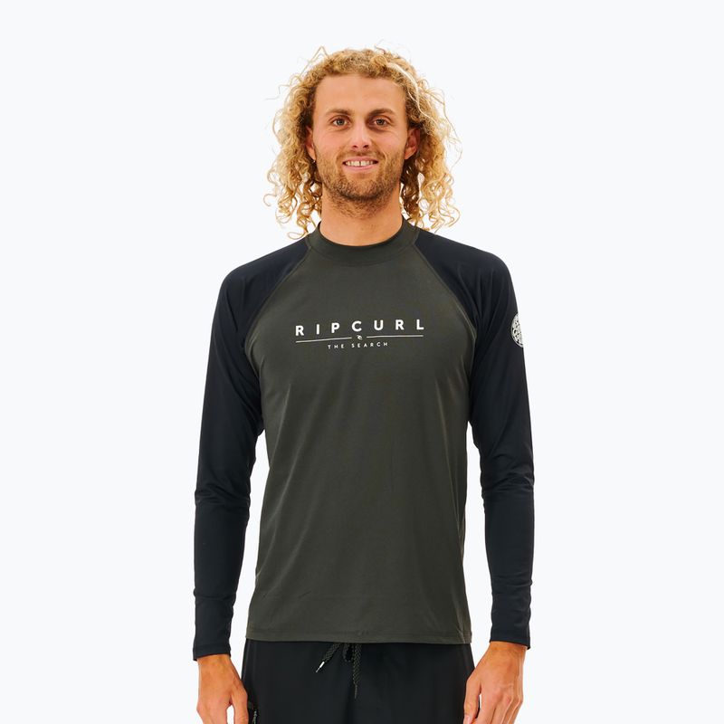Uomo Rip Curl Shockwaves nuoto manica lunga nero marled