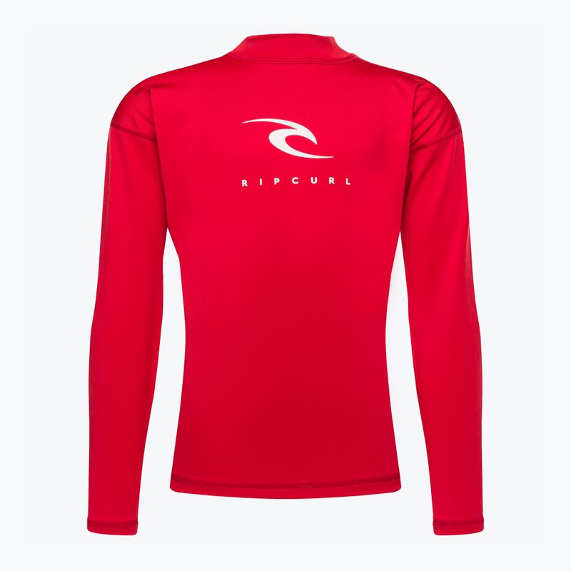 Gilet a manica lunga Rip Curl Corps Rash Vest rosso per il nuoto dei bambini