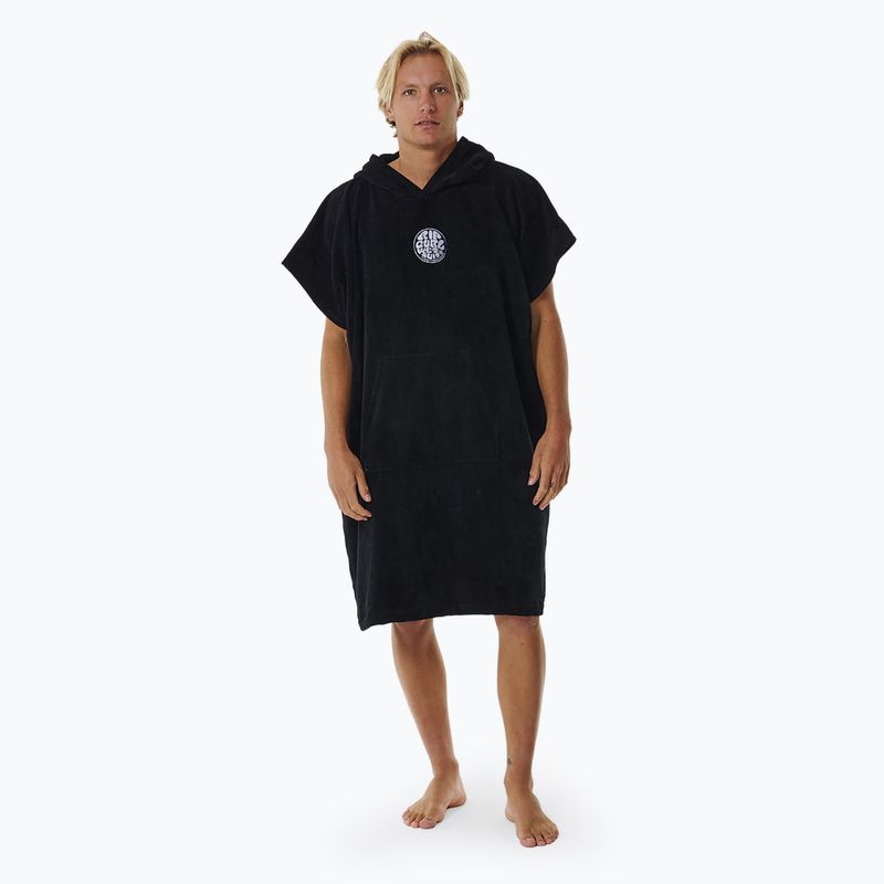 Uomo Rip Curl Logo Poncho con cappuccio nero