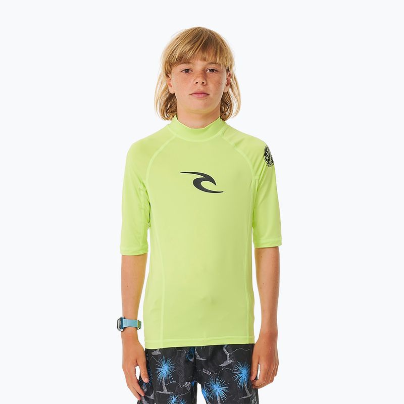 Rip Curl Brand Wave UPF Rash Vest maglia da bagno per bambini lime