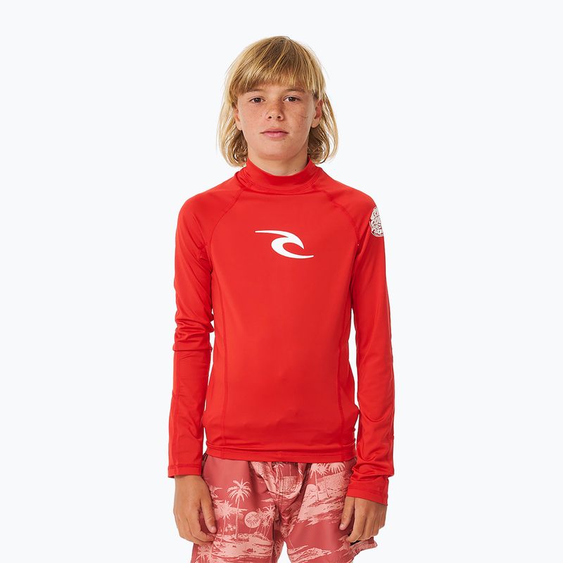 Rip Curl Lycra Brand Wave UPF rosso manica lunga da nuoto per bambini 2