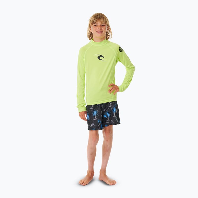 Rip Curl Brand Wave UPF Rash Vest bambino nuoto maniche lunghe lime 2