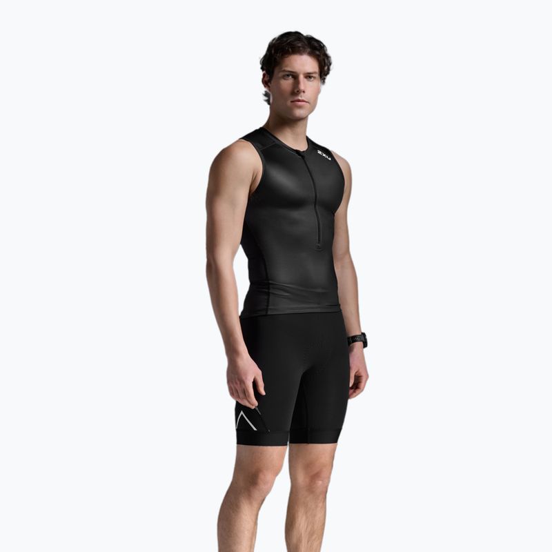 Canotta da ciclismo da uomo 2XU Core Tri Tank nero/bianco 3