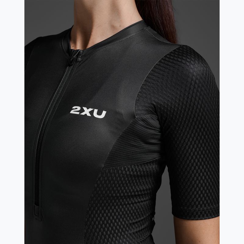 Body da triathlon da donna 2XU Aero Hex Sleeved black/white 3