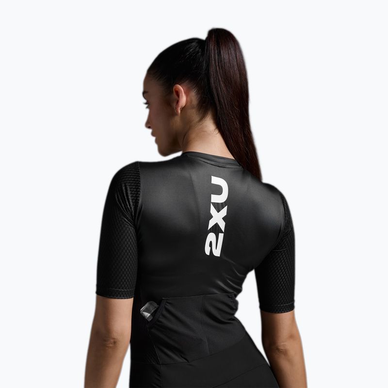 Body da triathlon da donna 2XU Aero Hex Sleeved black/white 4
