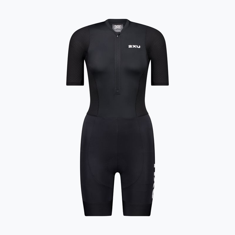 Body da triathlon da donna 2XU Aero Hex Sleeved black/white 6