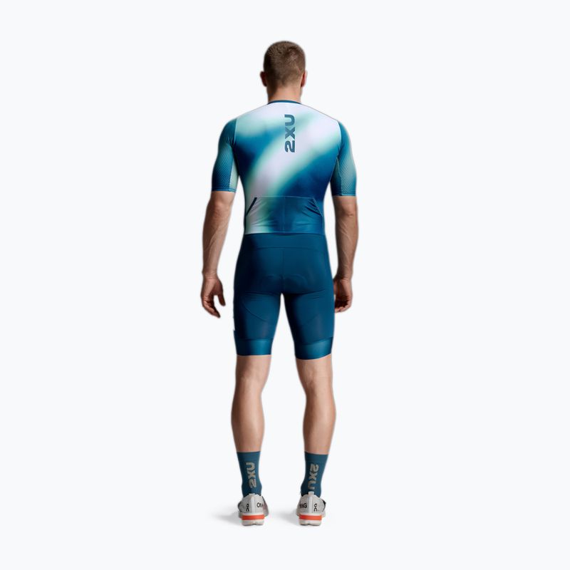 Body da triathlon da uomo 2XU Aero Hex Sleeved jelly mint/majol 2