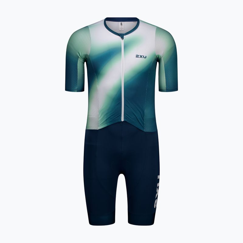 Body da triathlon da uomo 2XU Aero Hex Sleeved jelly mint/majol 6