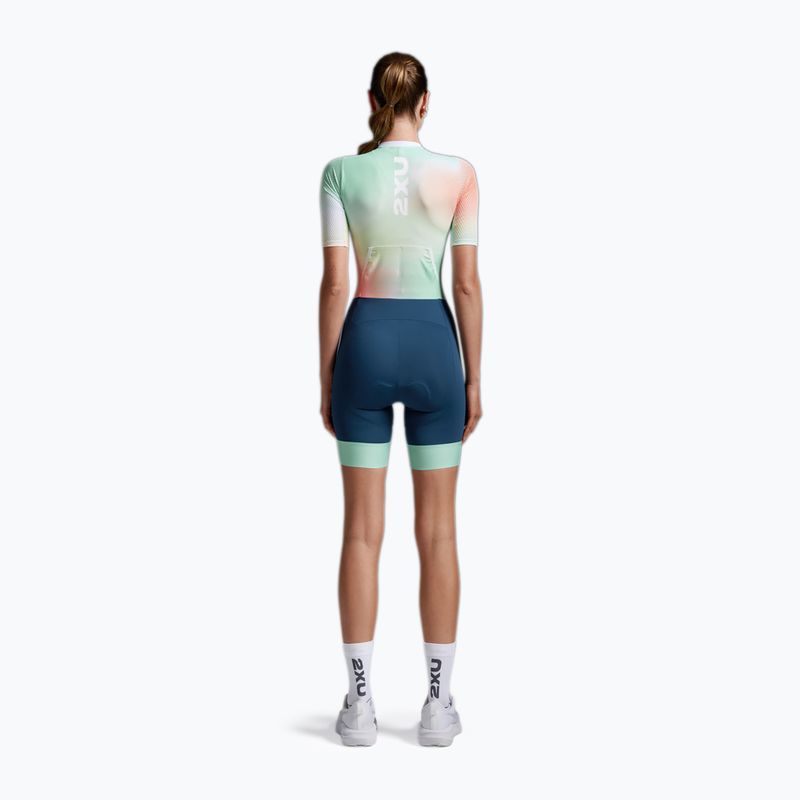 Body da triathlon da donna 2XU Aero Hex Sleeved jelly mint/majol 2