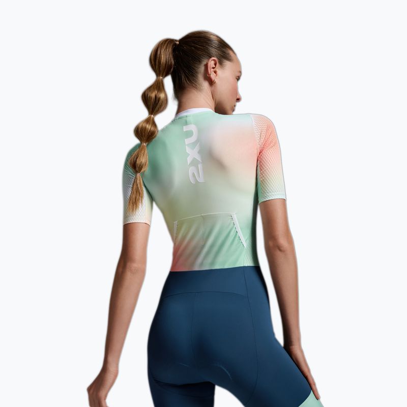 Body da triathlon da donna 2XU Aero Hex Sleeved jelly mint/majol 4