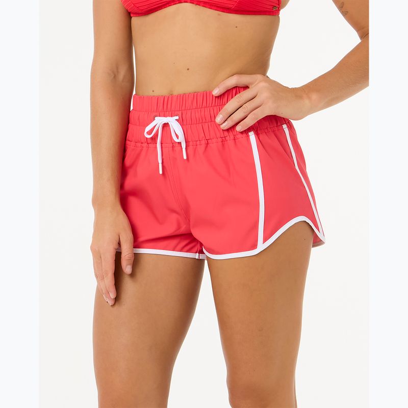 Pantaloncini da bagno Rip Curl High Waist Retro Volley 3" da donna, rosso ibisco 5