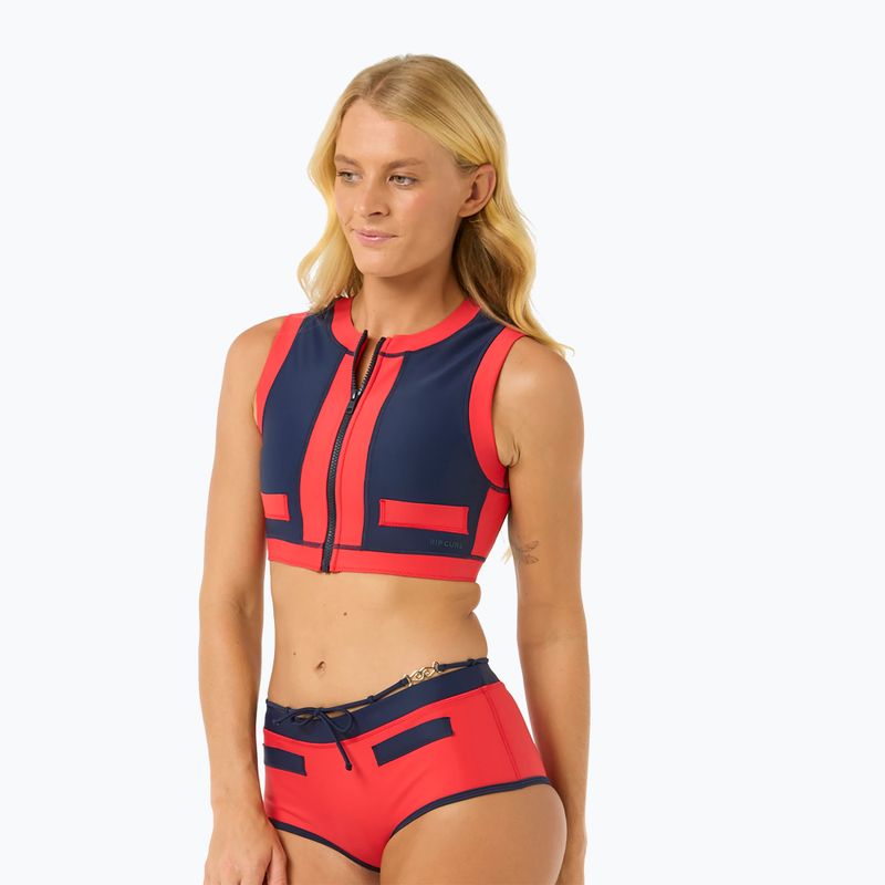 Rip Curl Coco Short Sleeve Vest top da bagno rosso/blu scuro 4