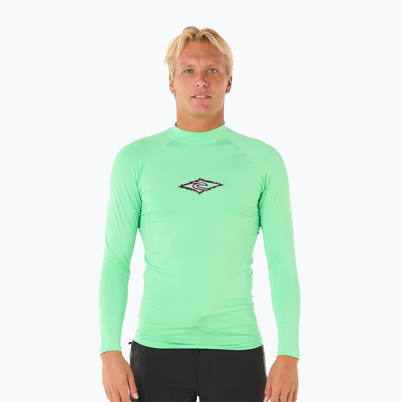 Rip Curl Raw Energy UPF Performance manica lunga da uomo per il nuoto, verde neon