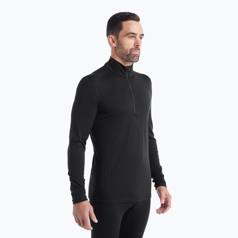 Uomo Icebreaker 200 Oasis Half Zip manica lunga termica nera