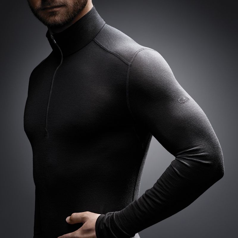 Uomo Icebreaker 200 Oasis Half Zip manica lunga termica nera 11