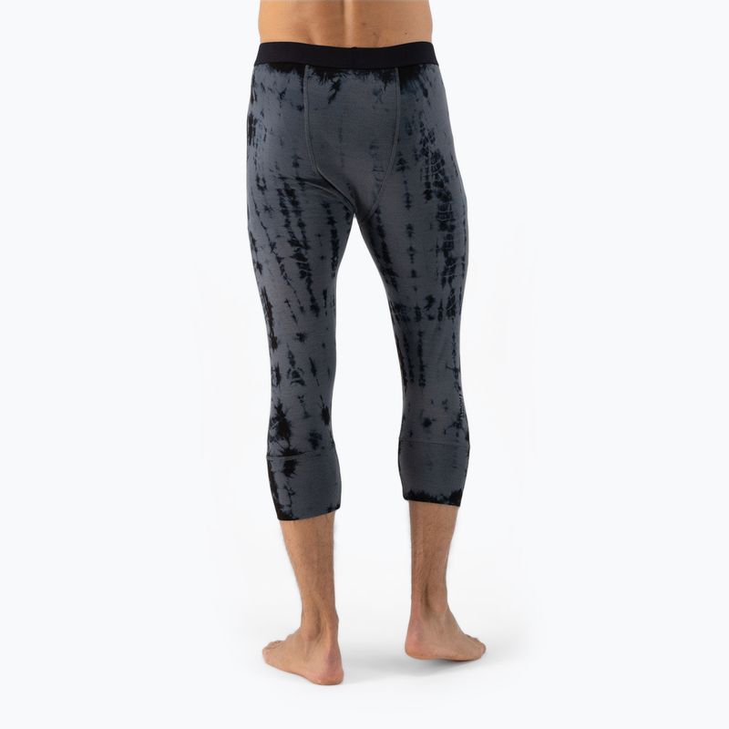 Uomo Mons Royale Cascade Merino Base Layer 3/4 pantaloni termici grigi tie dye 3
