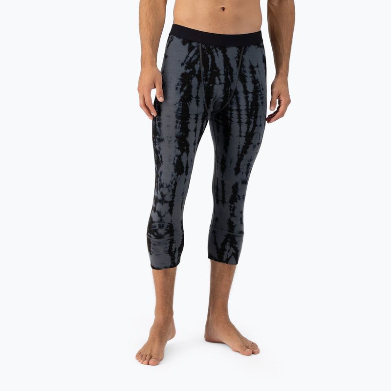 Uomo Mons Royale Cascade Merino Base Layer 3/4 pantaloni termici grigi tie dye 4