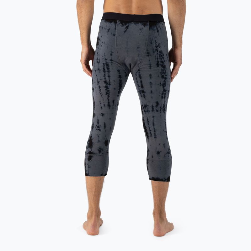 Uomo Mons Royale Cascade Merino Base Layer 3/4 pantaloni termici grigi tie dye 6