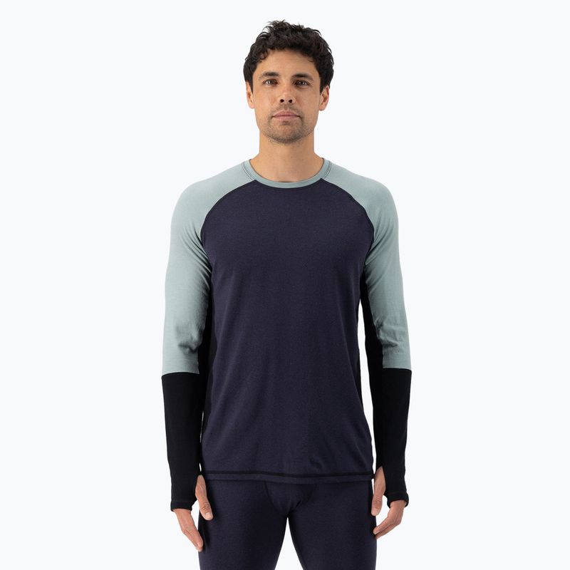 Uomo Mons Royale Olympus Merino Base Layer manica lunga rugiada/ 9 ferro/ nero