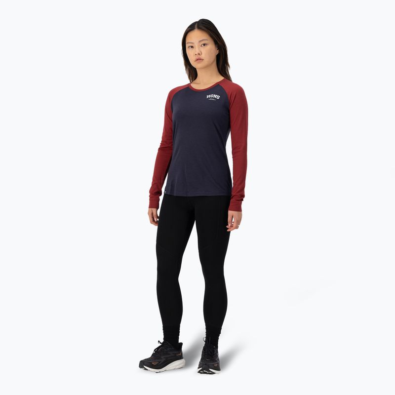 Maglia termica da donna Mons Royale Icon Raglan cherry/ 9 iron 2
