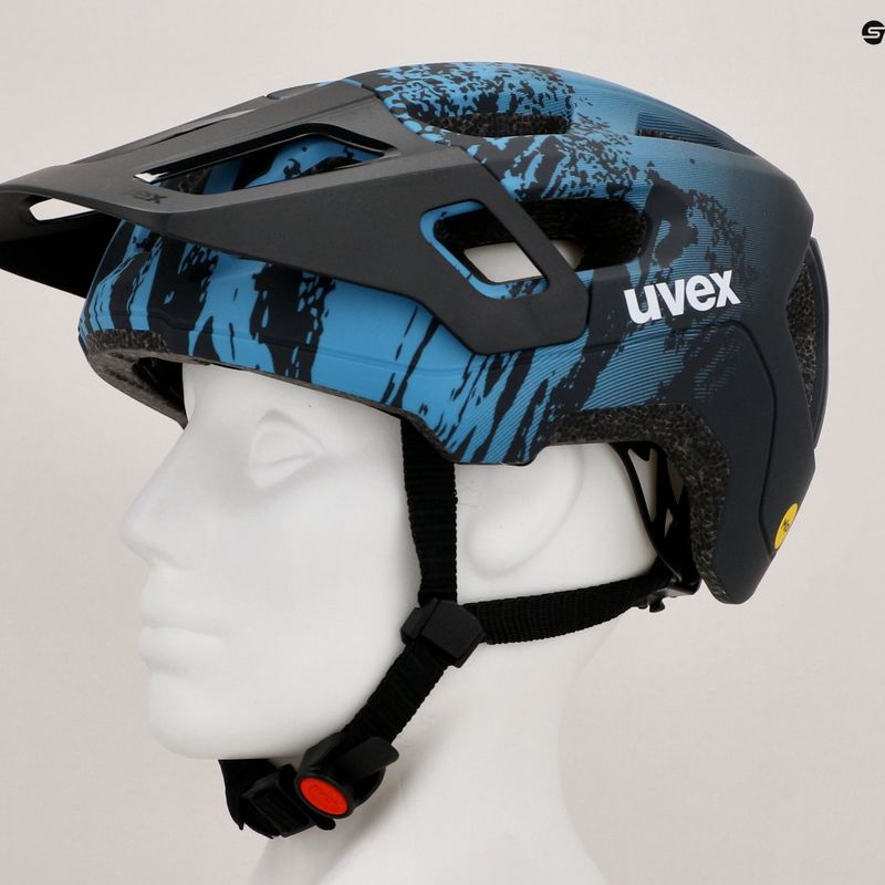 Casco da bici per bambini UVEX React MIPS Jr azzurro/spazio profondo opaco 12