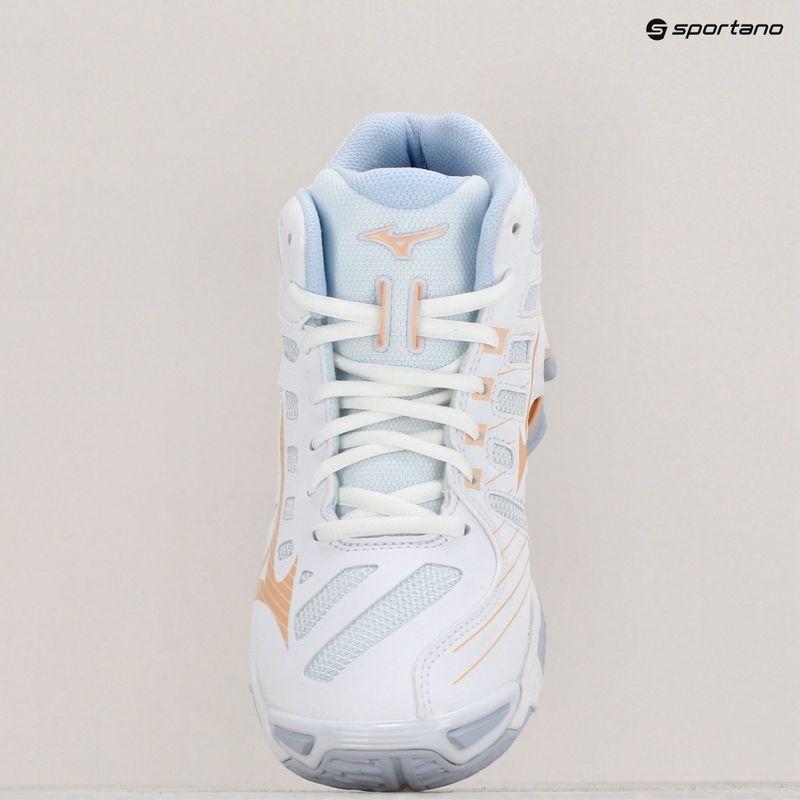 Scarpe da pallavolo donna Mizuno Wave Voltage Mid bianco/pesca parfait/blu alogeno 9