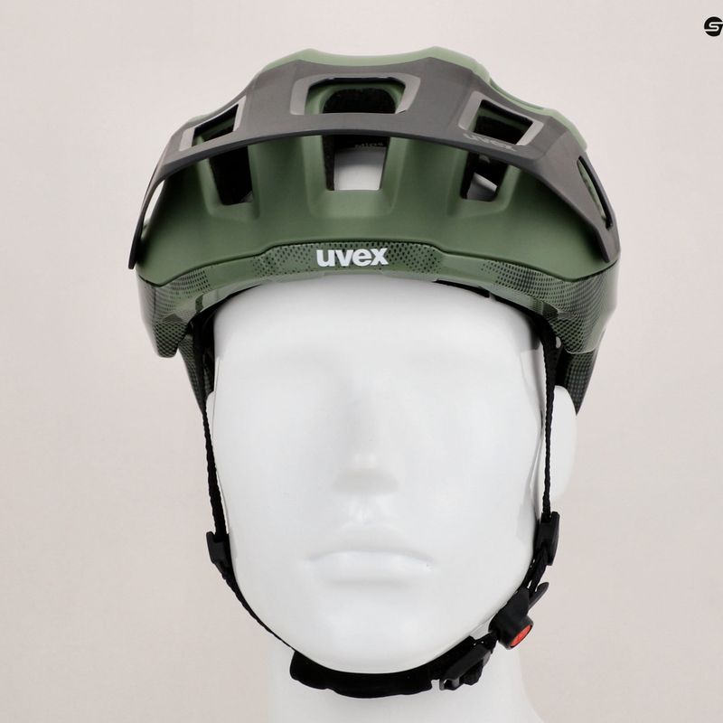 Casco da bici UVEX React MIPS verde muschio/nero opaco 12